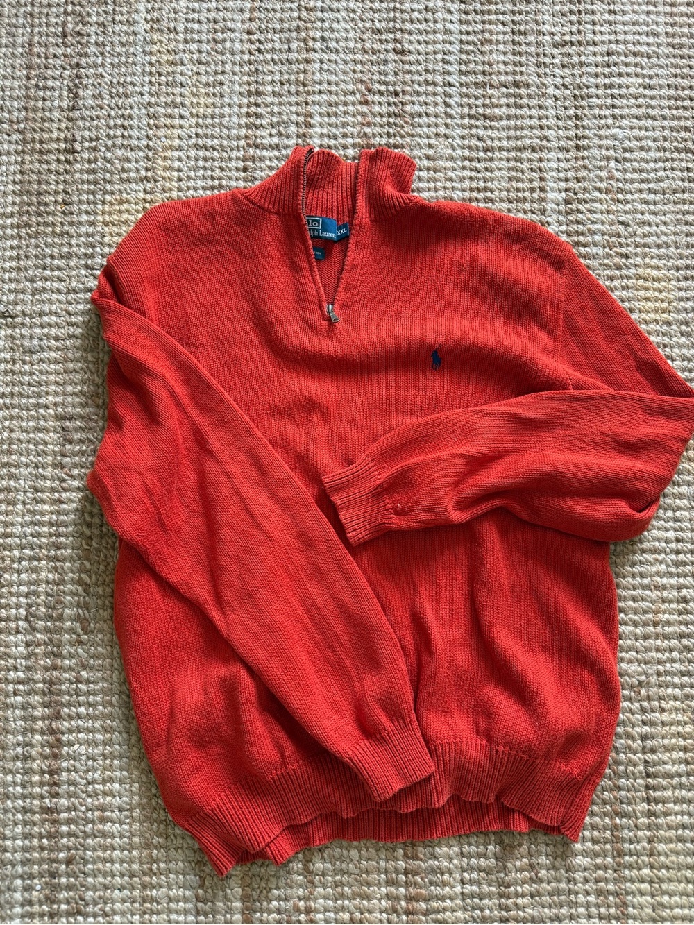 Polo Ralph Lauren 100% Cotton Red Quarter Zip Sweater XXL